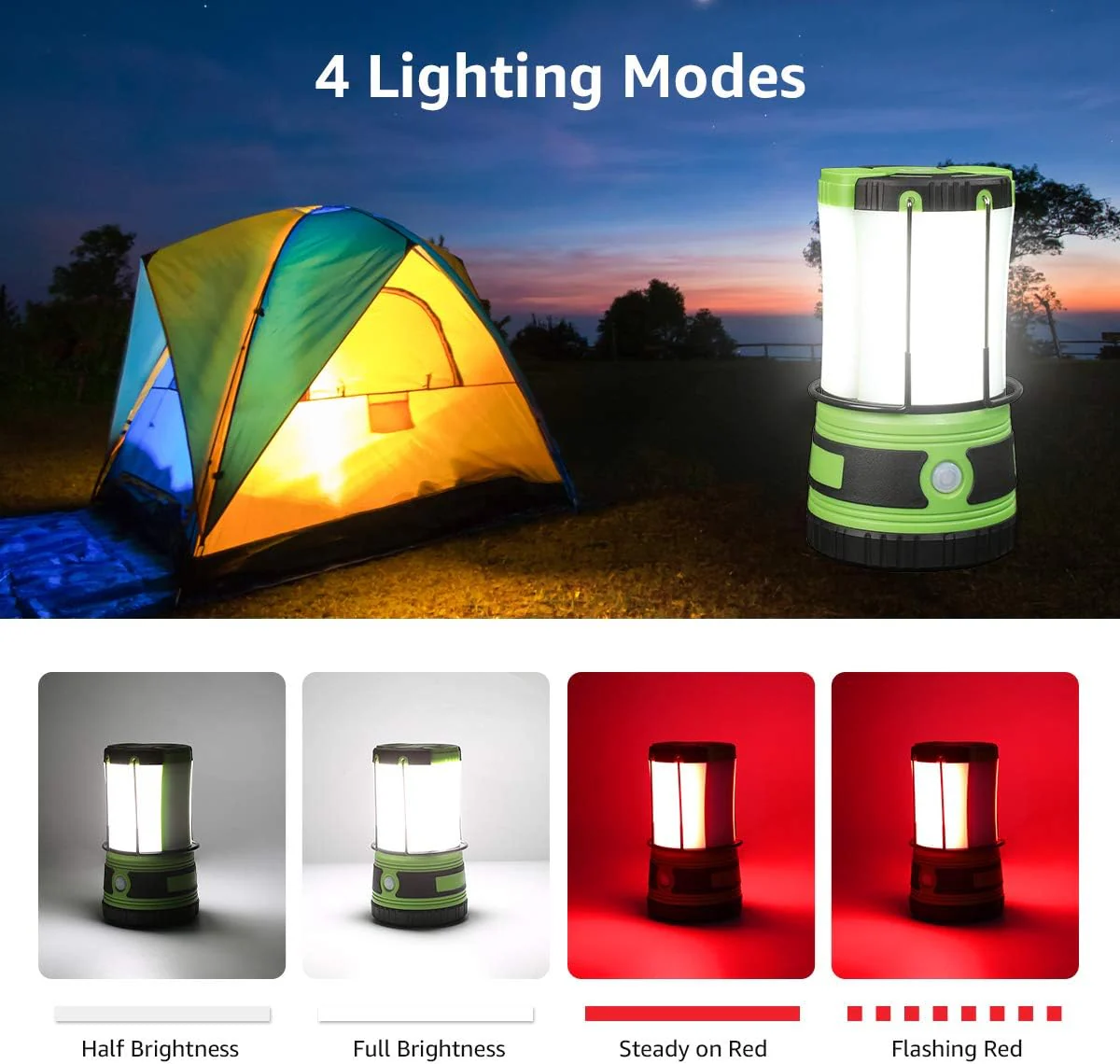 Lepro 3 in 1 Rechargeable Camping Lantern with 2 Torches, 1000lm Camping Lights Battery Powered, 4 Modes Torch Lantern Rechargeable for Power Cuts, Emergency Lighting, Camping Tent, Storm, etc. - Image 2