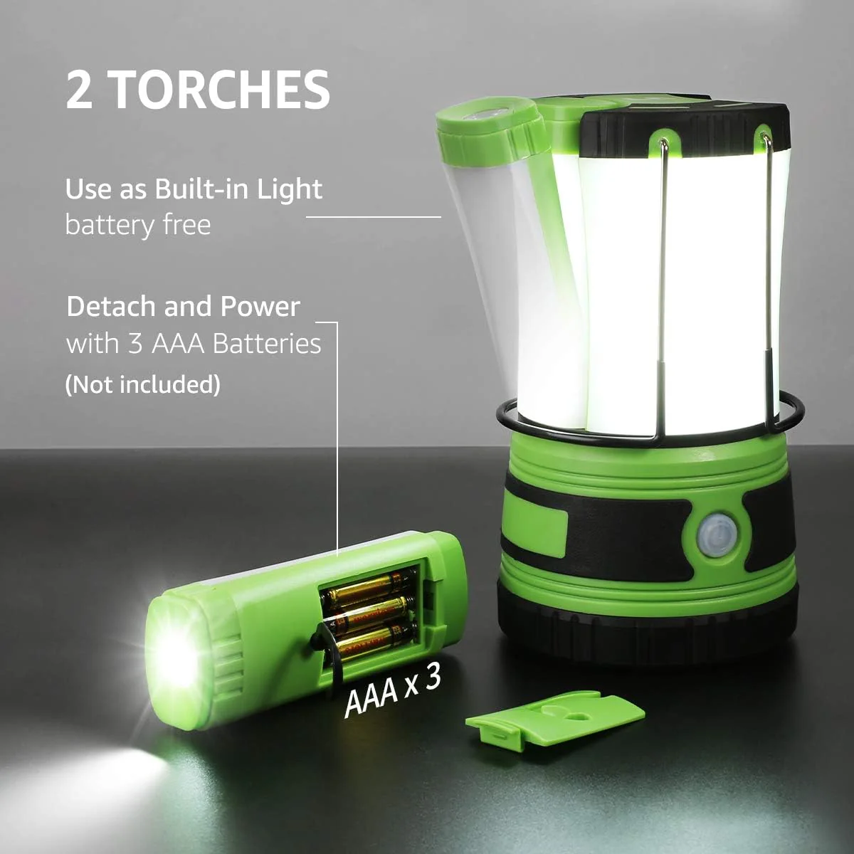 Lepro 3 in 1 Rechargeable Camping Lantern with 2 Torches, 1000lm Camping Lights Battery Powered, 4 Modes Torch Lantern Rechargeable for Power Cuts, Emergency Lighting, Camping Tent, Storm, etc. - Image 4
