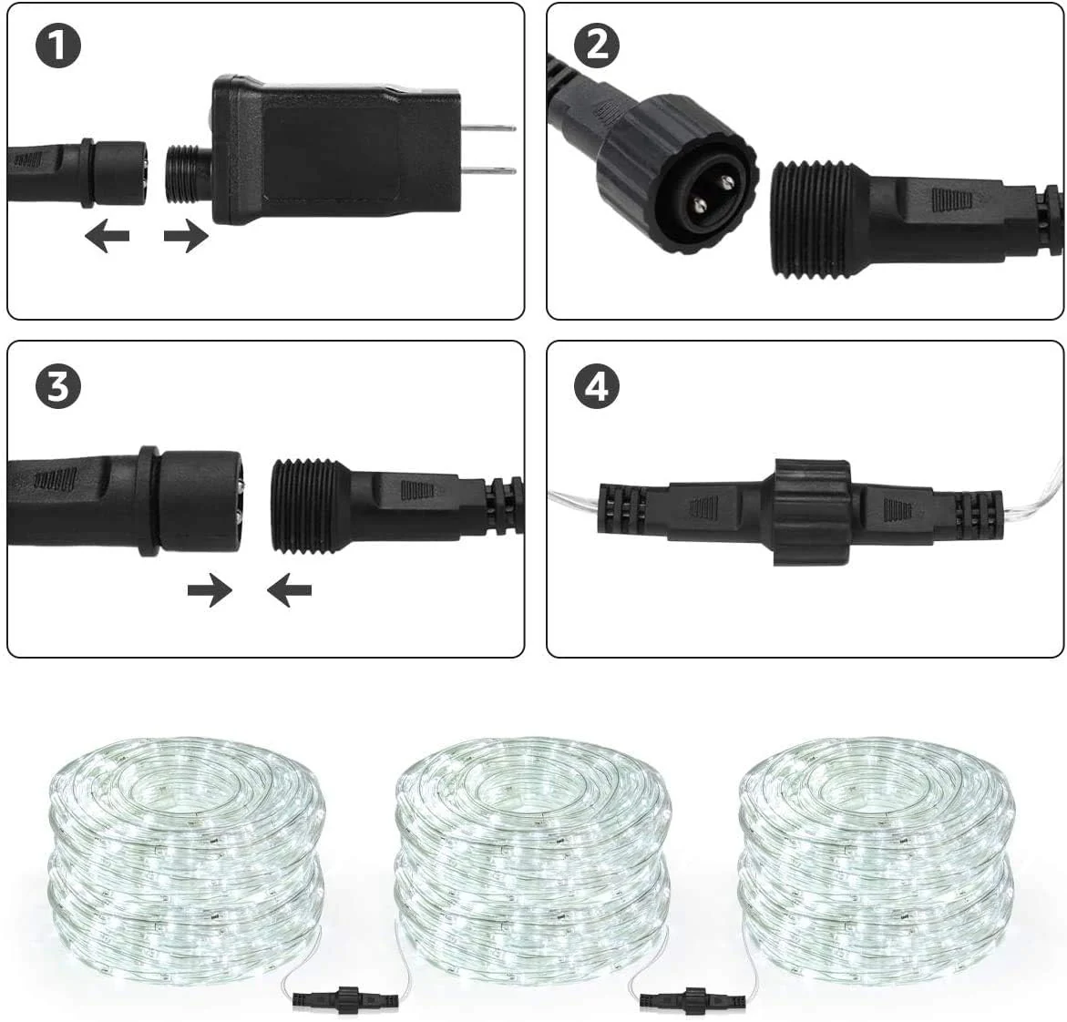Lepro Outdoor Rope Lights Mains Powered, Connectable, 10m/33ft 240 LED Outdoor Lights Plug in, Bright Cool White, Low Voltage, Waterproof Thick Rope Lights for Garden, Tree, Pathway and More - Image 6