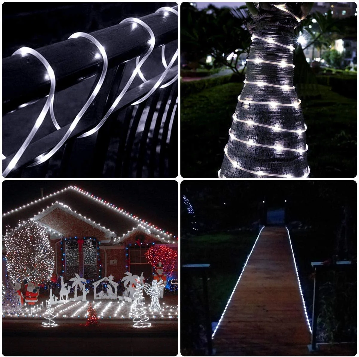 Lepro Outdoor Rope Lights with Timer, Low Voltage, Waterproof Outdoor String Lights Plug in, 10m 100 LED 8 Modes Daylight White Light Rope, Suit for Christmas, Garden, Landscape Lighting and More - Image 4