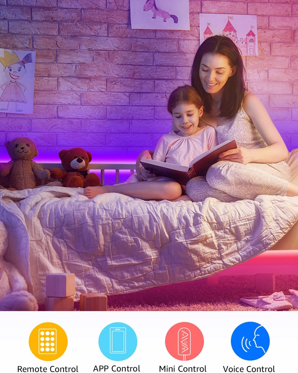 Lepro Alexa Smart LED Strip Light 10M (5Mx2), WiFi RGB LED Lights for Bedroom, Smart Life App Control, Works with Alexa & Google Assistant, Colour Changing Strip Lights for Kitchen Party Christmas - Image 8