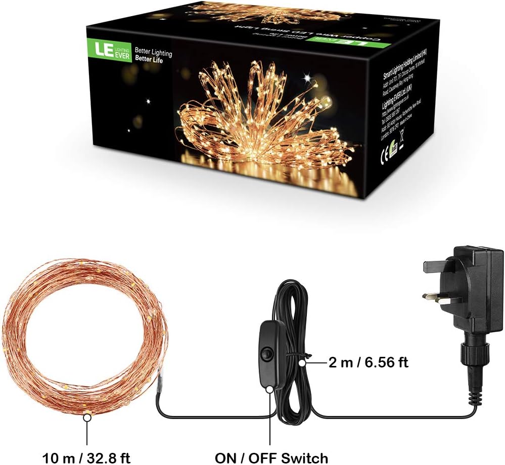 Lepro Fairy Lights Plug in, 10m 100 LED Copper Wire Fairy Lights, 33ft Warm White Fairy String Lights Mains Powered for Halloween, Bedroom, Wedding Decor, Garden, Party, Christmas and More - Image 8