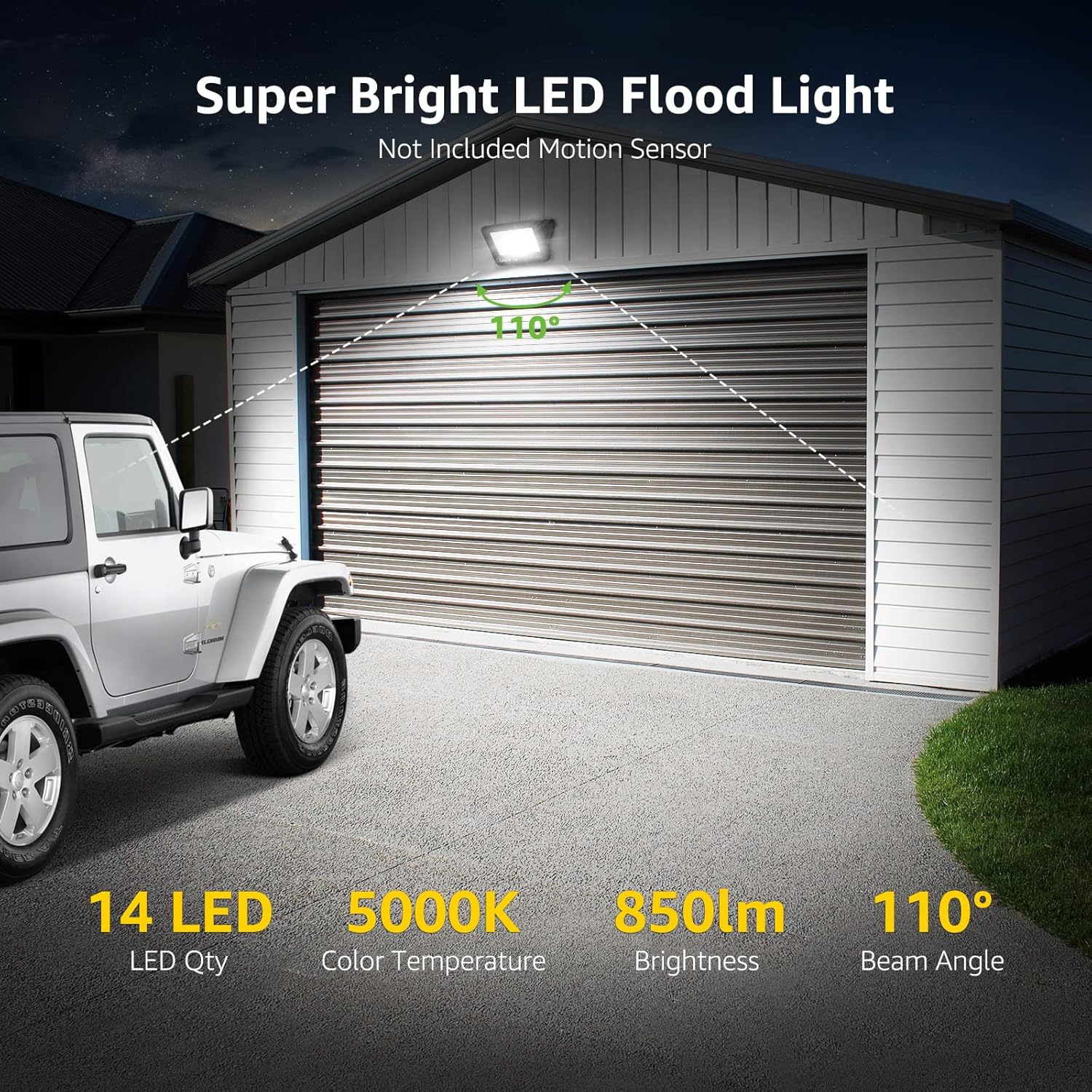 Lepro 10W LED Floodlight Outdoor, 850LM LED Security Lights, 70W Incandescent Lamp Equivalent, Waterproof IP65, Daylight White LED Outdoor Lights for Garden [Without Sensor] - Image 2
