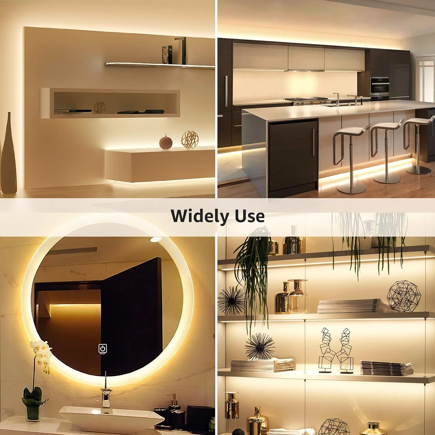 Lepro Warm White LED Strip Light 5M 300 LEDs, 1650lm Dimmable LED Tape Lights, 3000K Flexible LED Lights for Bedroom Kitchen Under Cabinet Wardrobe Stair (12V Power Plug and Dimmer Switch Included) - Image 7