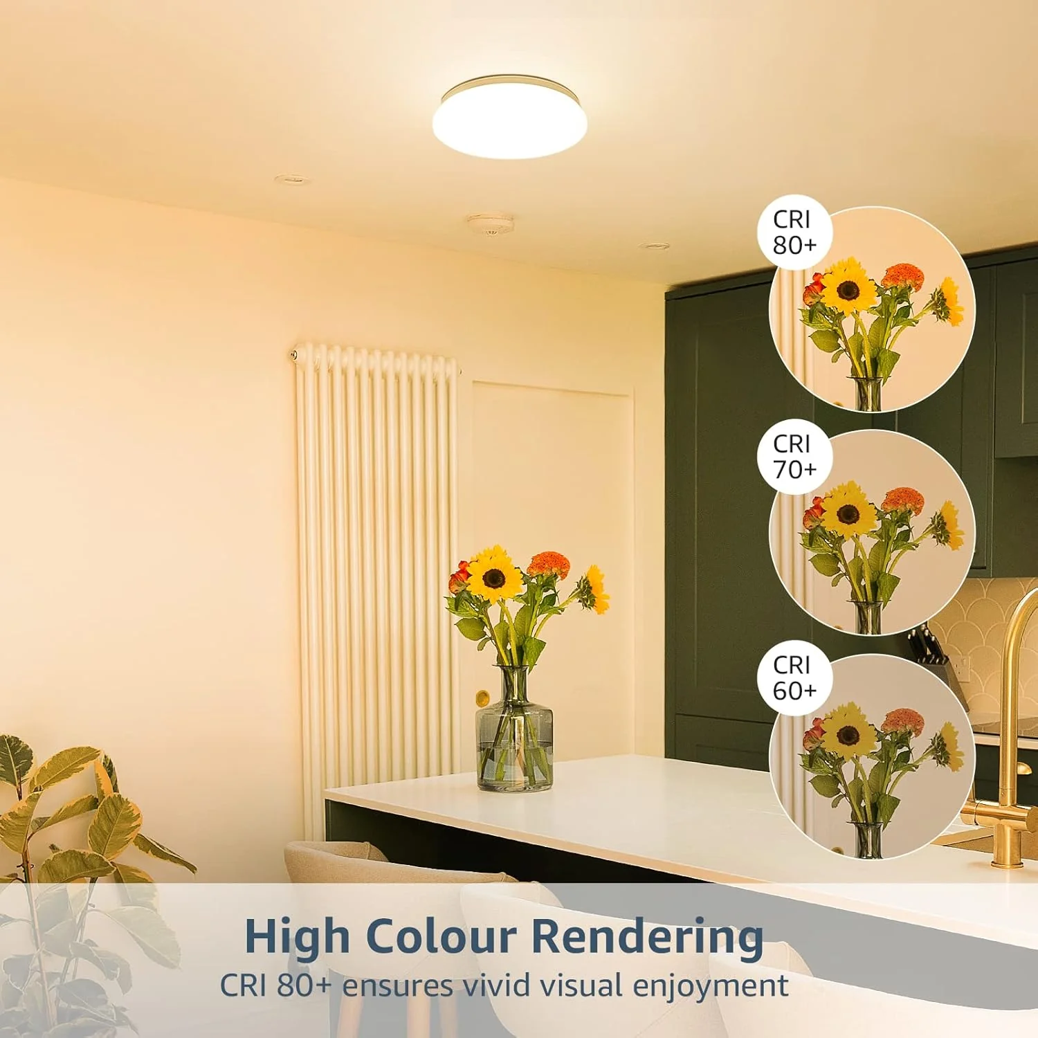 Lepro Ceiling Lights, 12W 1150 Lumen, 3000K Warm White, Flush Ceiling Lighting Fitting for Kitchen, Bedroom, Cloakroom, Porch, Hall, Lounge, Utility Room and More, φ26cm Round - Image 5