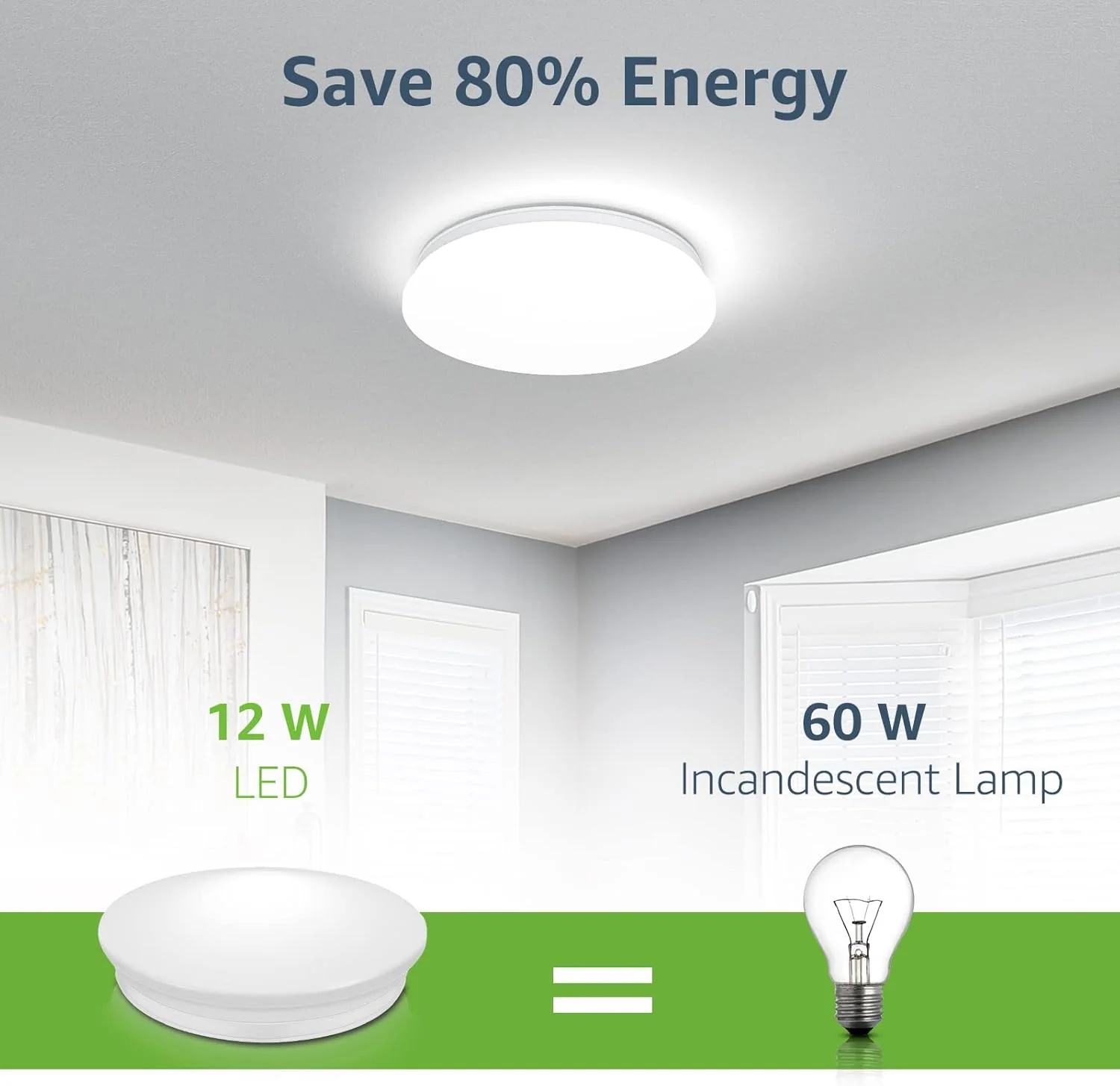 Lepro Ceiling Lights, 12W 1150lm, 5000K Daylight White, 60W Equivalent, Energy Saving, Modern Ceiling Light Fitting for Living Room, Bedroom, Kitchen, Office, Utility Room and More, φ26cm Round - Image 6