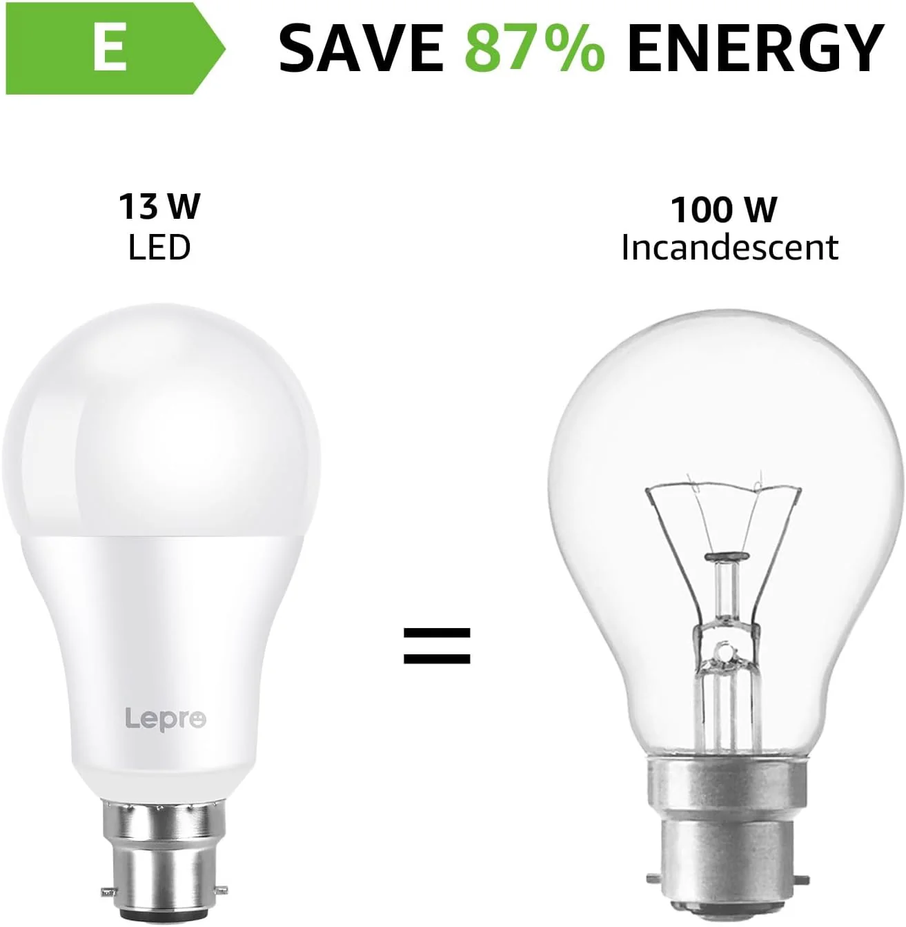Lepro Bayonet Light Bulbs 100W Equivalent, Cool White 6500K, 13W 1520lm Super Bright Daylight B22 LED Bulbs, BC GLS Energy Saving, Non-dimmable, Pack of 6 - Image 3