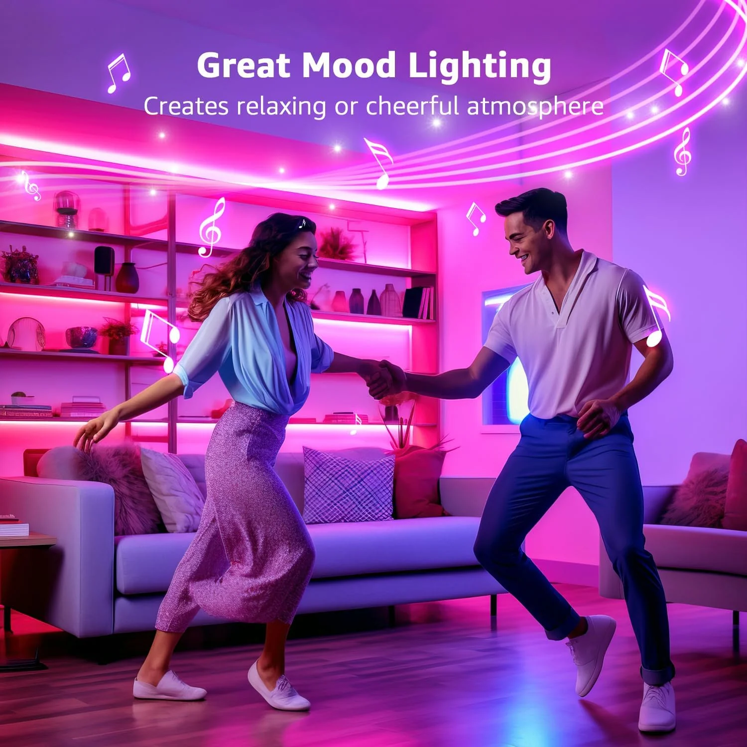 Lepro LED Strip Lights Music Sync 15M (2x7.5M), 5050 RGB Colour Changing LED Strip with Remote and Plug, Dimmable Stick on LED Lights for Bedroom, Kitchen, Party, Teen Girl Kids Room Decor - Image 7