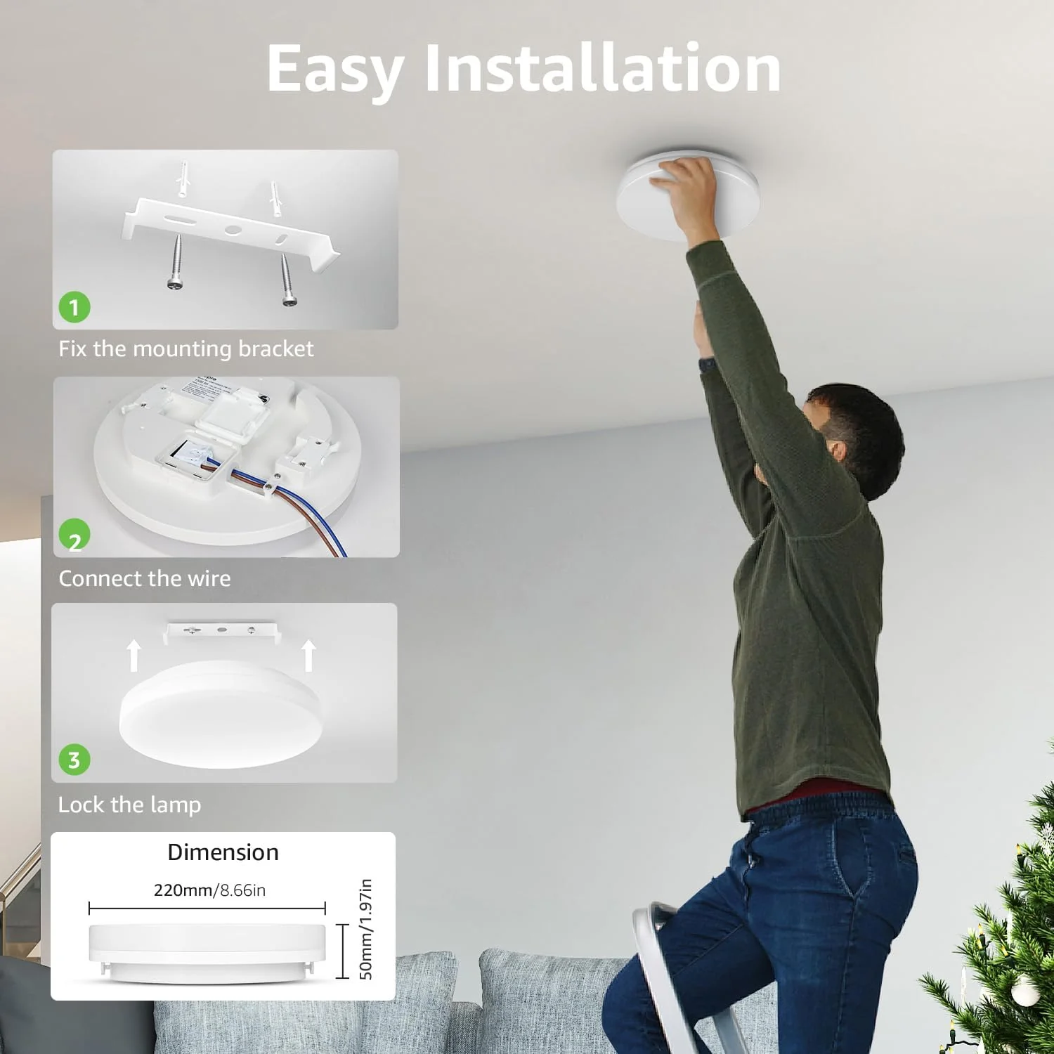 Lepro Bathroom Light, 15W 1500lm Ceiling Lights, 100W Equivalent, Waterproof IP54, Small, Dome, Modern, Flush Ceiling Light for Kitchen, Bulkhead, Toilet, Porch, Bedroom, Utility Room and More - Image 9