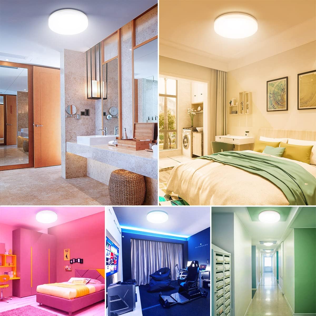 Lepro Smart LED Ceiling Light Dimmable, RGB Colour Changing Ceiling Light, App or Voice Control, IP54 Waterproof Bathroom Light, 15W 1250lm, Warm to Cool White Tunable, Work with Alexa and Google Home - Image 6