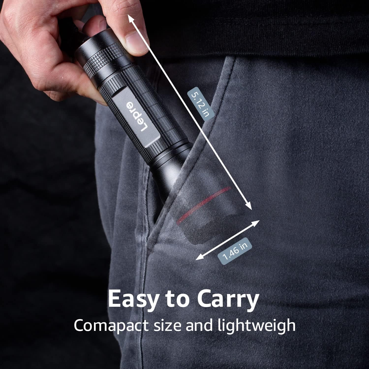 Lepro 2 Pack LED Torch Super Bright, LE2000 Powerful Flashlight, Powered by AAA Battery, Water Resistant, 5 Modes, Zoomable, Pocket Size, Lightweight, for Camping, Run, Dog Walking, Fathers Day Gift - Image 5