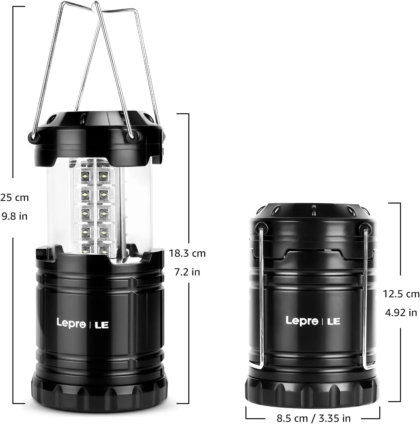 Lepro Camping Lights, Collapsible Camping Lantern Battery Powered, Portable Camping Light for Tents, AA Battery Operated, Battery Lanterns for Power Cuts, Emergency Lighting, Fishing, Pack of 2 - Image 7