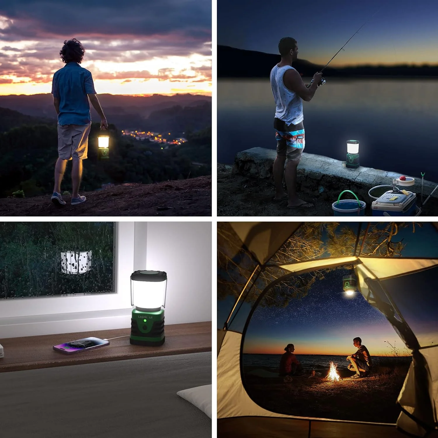 LE Camping Lights Rechargeable, 1000 Lumen Camping Lantern, Dimmable 4 Modes Camping Tent Light with 4400mAh Power Bank, Camping Accessories, Rechargeable Lantern for Outdoors, Power Cuts, Pack of 2 - Image 7