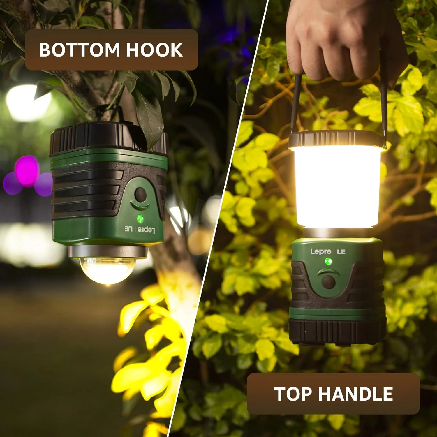 LE Camping Lights Rechargeable, 1000 Lumen Camping Lantern, Dimmable 4 Modes Camping Tent Light with 4400mAh Power Bank, Camping Accessories, Rechargeable Lantern for Outdoors, Power Cuts, Pack of 2 - Image 8