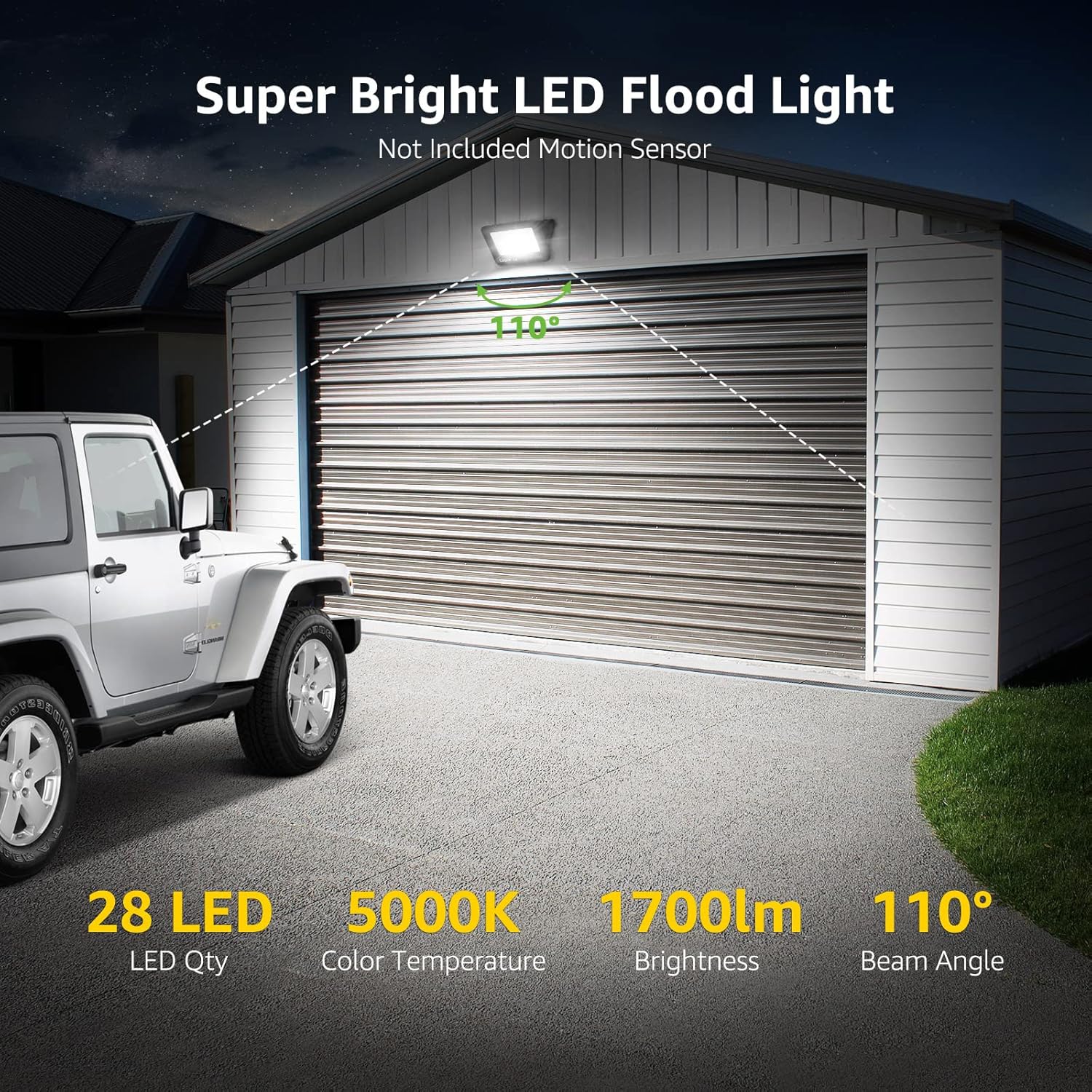 Lepro 20W LED Floodlight Outdoor, 1700 Lumen LED Security Light, Waterproof IP65, Daylight White LED Outdoor Lights, Ultra Thin Flood Light for Front Door Garden [Without Sensor] - Image 2