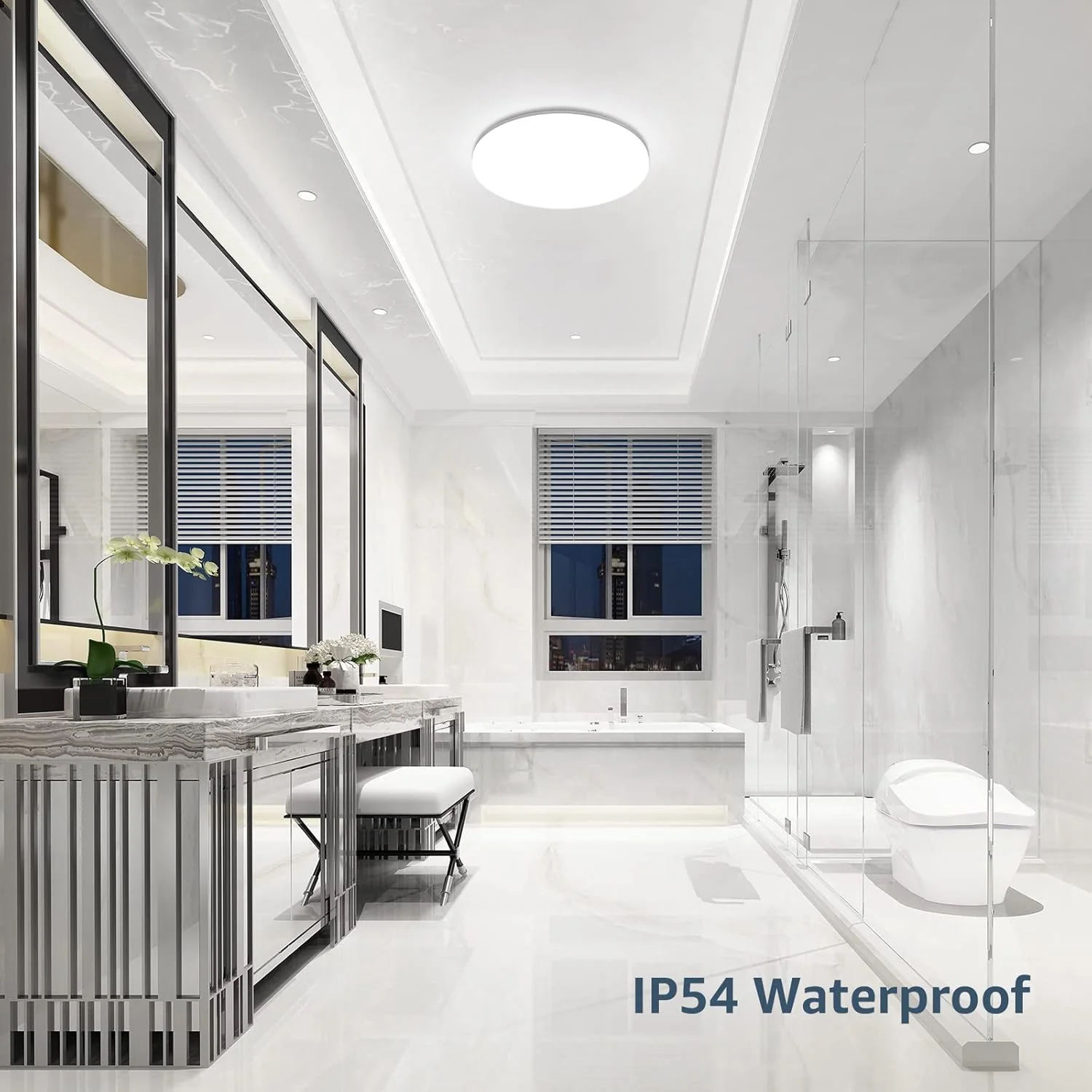 Lepro Bathroom Lights Ceiling, 24W 2400lm Bright LED Ceiling Light, IP54 Waterproof, Daylight White 5000K, Large, Flush Ceiling Light for Living Room Kitchen, Hallway, Outside Porch and More, Ø28CM - Image 2