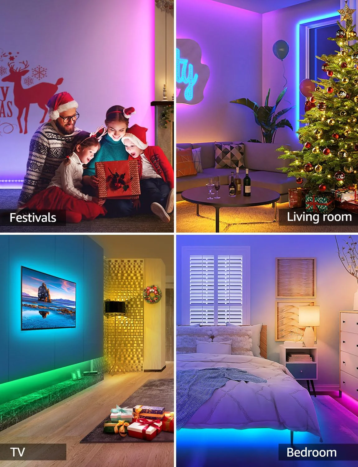 Lepro Alexa Smart LED Strip Light 5M, WiFi RGB LED Lights for Bedroom, Smart Life App Control, Works with Alexa & Google Assistant, Colour Changing Strip Lights for Kitchen Party Christmas - Image 7