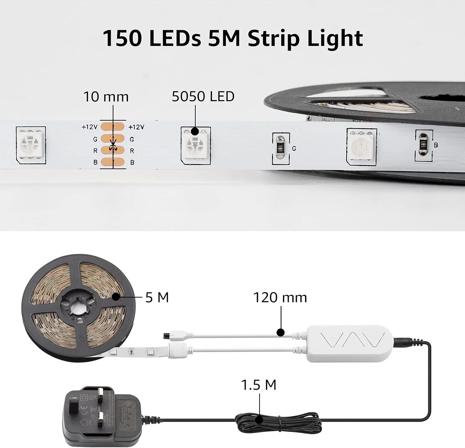 Lepro LED Strip Lights 5M Music Sync, 5050 RGB Colour Changing LED Strip with Remote, Sound Reactive, Dimmable Stick on Plug in LED Lights for Bedroom, Kitchen, Party, Teen Girl Kids Room Decor - Image 8