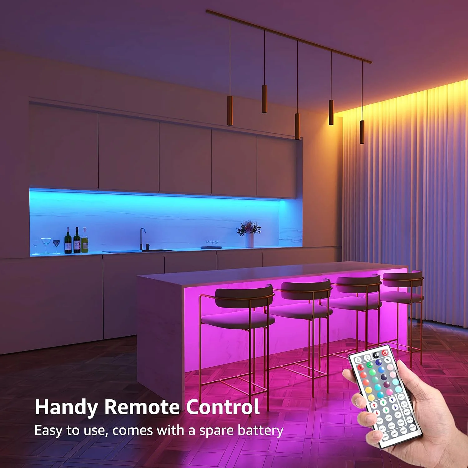 Lepro LED Strip Light 5M, Dimmable RGB LED Strips with Remote, Colour Changing Room Lights, Plug in LED Lights for Bedroom, Living Room, TV, Kitchen, Kids Room (5M, 150 Bright 5050 LEDs) - Image 4