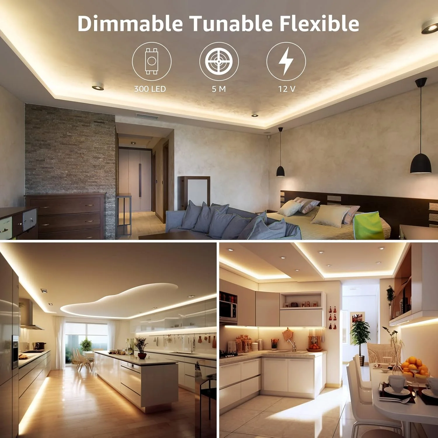 Lepro 5M LED Strip Lights, Warm White to Cool Daylight, Dimmable and Tunable with Remote, Stick-on LED Light for Bedroom, Desk, Mirror, Wall, Ceiling and More - Image 5