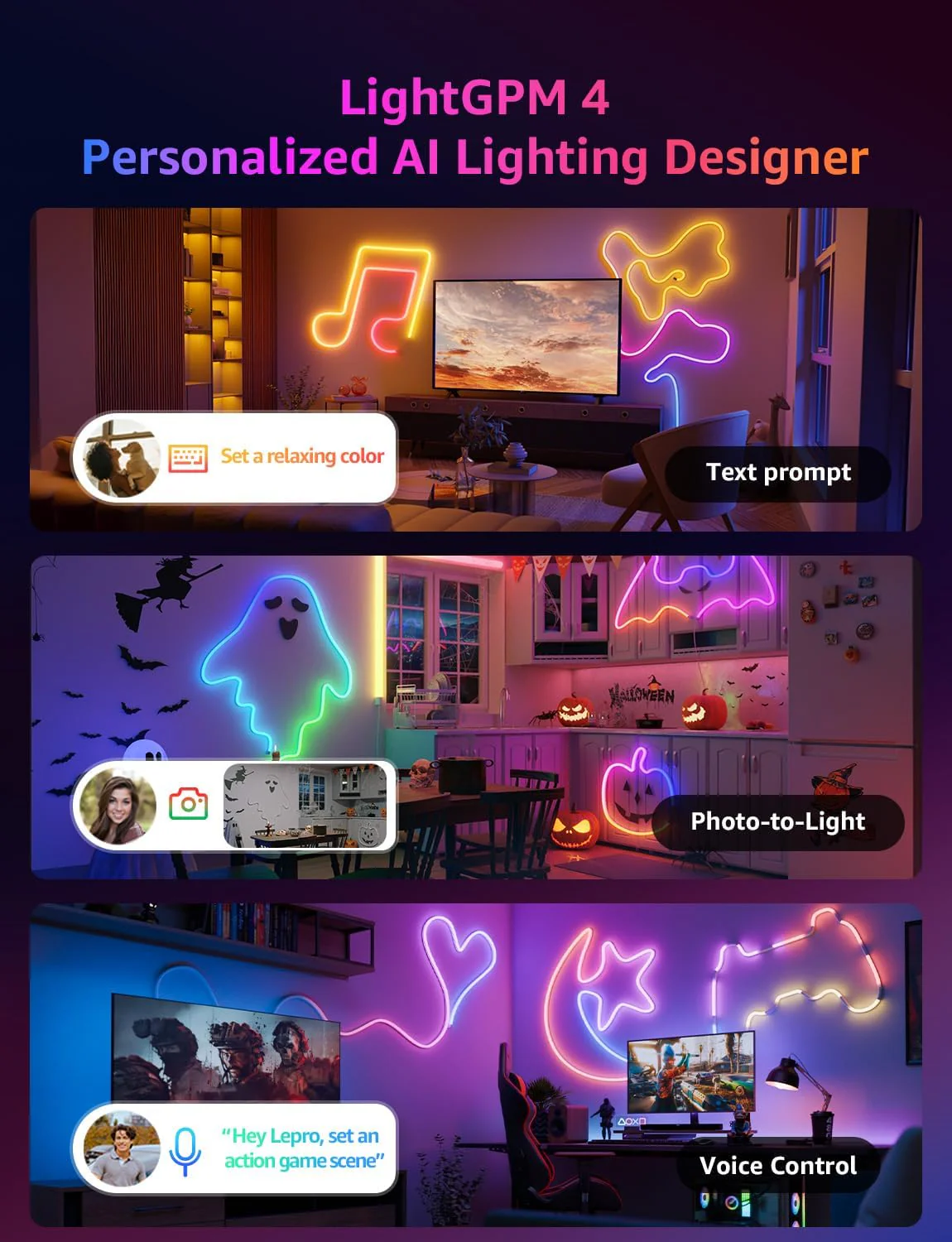Lepro N1 AI Smart Rainbow Neon Light Strip 10M, 96 LEDs/M, Works with Alexa and Google Home, Music Sync, AI Lighting Design Assistant, IP65 LED Rope Light, MagicColor LED Lights, App & Voice Control - Image 2