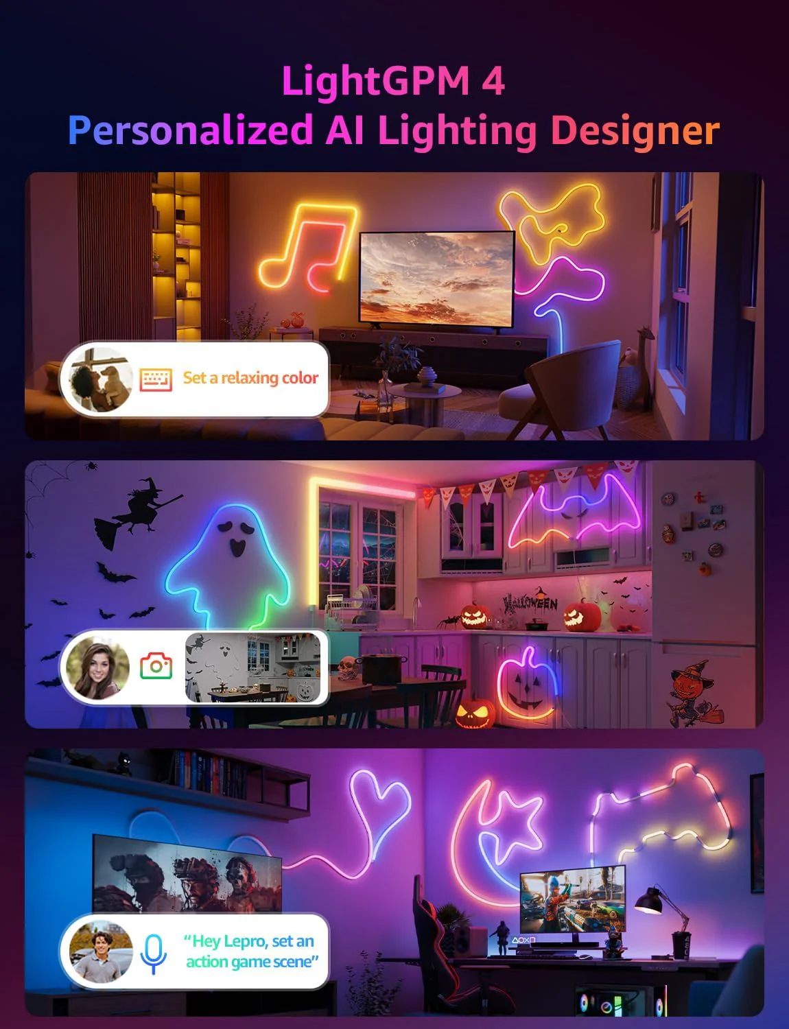 Lepro N1 AI Smart Rainbow Neon Light Strip 6M, 96 LEDs/M, Work with Alexa, Google Home, Music Sync, AI Lighting Design Assistant, IP65 Rope Light, MagicColor LED Light, App & Voice Control, No Remote - Image 2