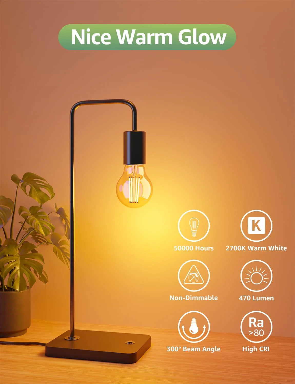 Lepro E14 Golf Ball Bulb Vintage, Ultra Efficient A-Rated, 2.2W = 40W, 470lm, Warm White 2700K, 50000H Lifespan, Small Edison Screw SES Bulb, Clear Filament, Glass, Pack of 2 - Image 5