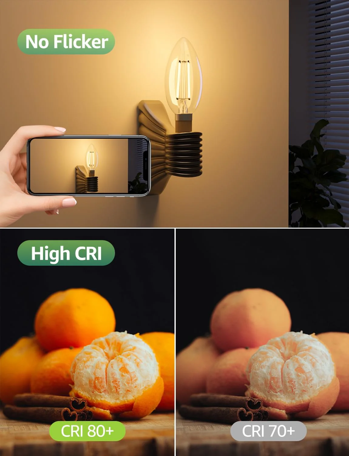 Lepro E14 LED Candle Bulb, Ultra Efficient A-Rated, 2.2W = 40W, 470lm, Warm White 2700K, 50000H Lifespan, SES Small Edison Screw, Clear Glass Vintage Filament Bulb, Pack of 4 - Image 6