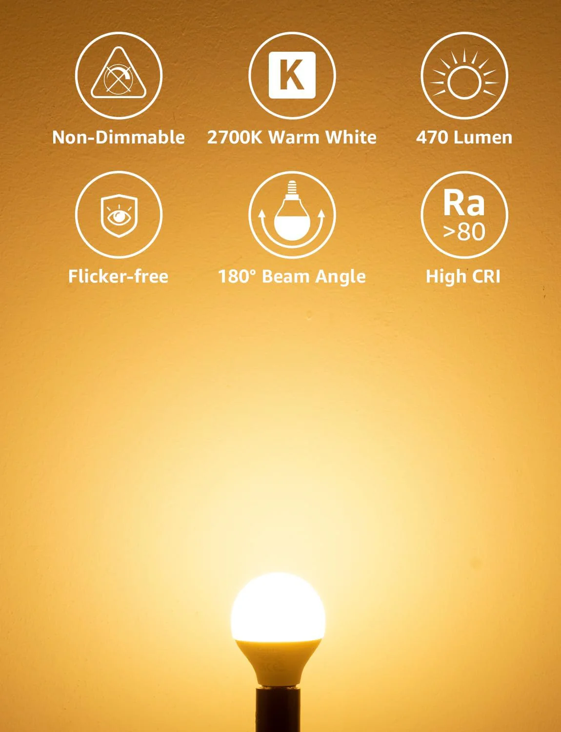 Lepro E14 LED Light Bulb, Small Screw Light Bulb, 4.9W 470lm, 40W Equivalent SES E14 Bulb, Warm White 2700K E14 Golf Ball Bulb, Energy Saving LED P45 Bulb, 220-240V, Non-Dimmable, Pack of 6 - Image 2