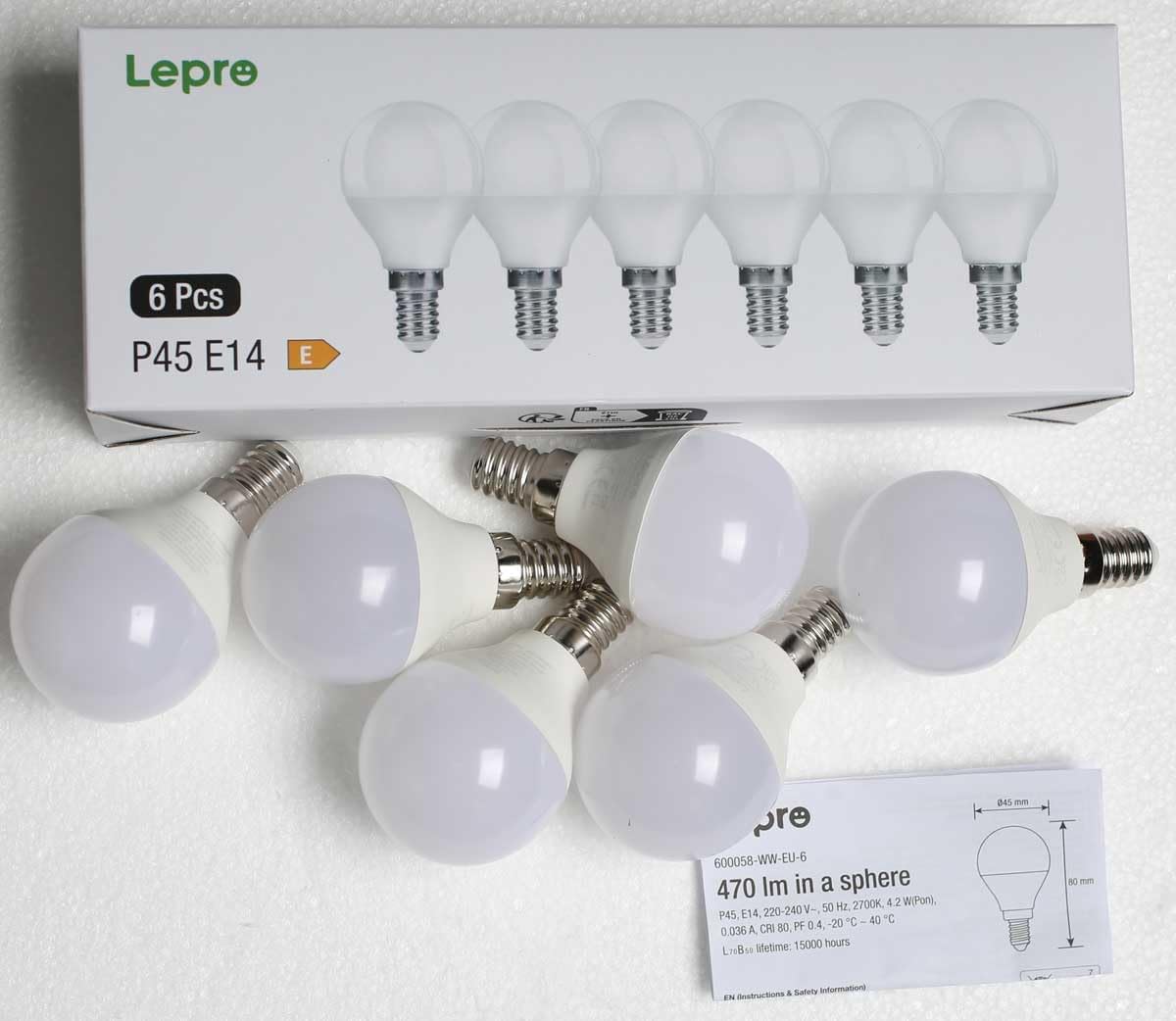Lepro E14 LED Light Bulb, Small Screw Light Bulb, 4.9W 470lm, 40W Equivalent SES E14 Bulb, Warm White 2700K E14 Golf Ball Bulb, Energy Saving LED P45 Bulb, 220-240V, Non-Dimmable, Pack of 6 - Image 9