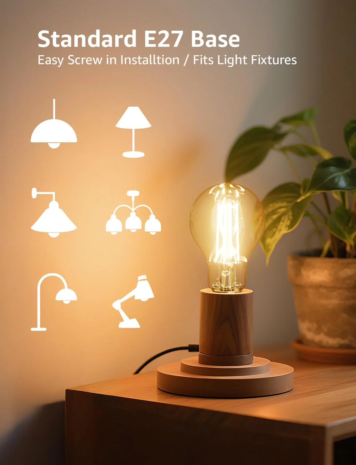 Lepro E27 Screw Bulb Vintage, Ultra Efficient A-Rated GLS Bulb, 7.2W = 100W, 1521lm, 2700K Warm White, 50000H Lifespan, Clear Filament, Glass, Non-dimmable, Pack of 4 - Image 8