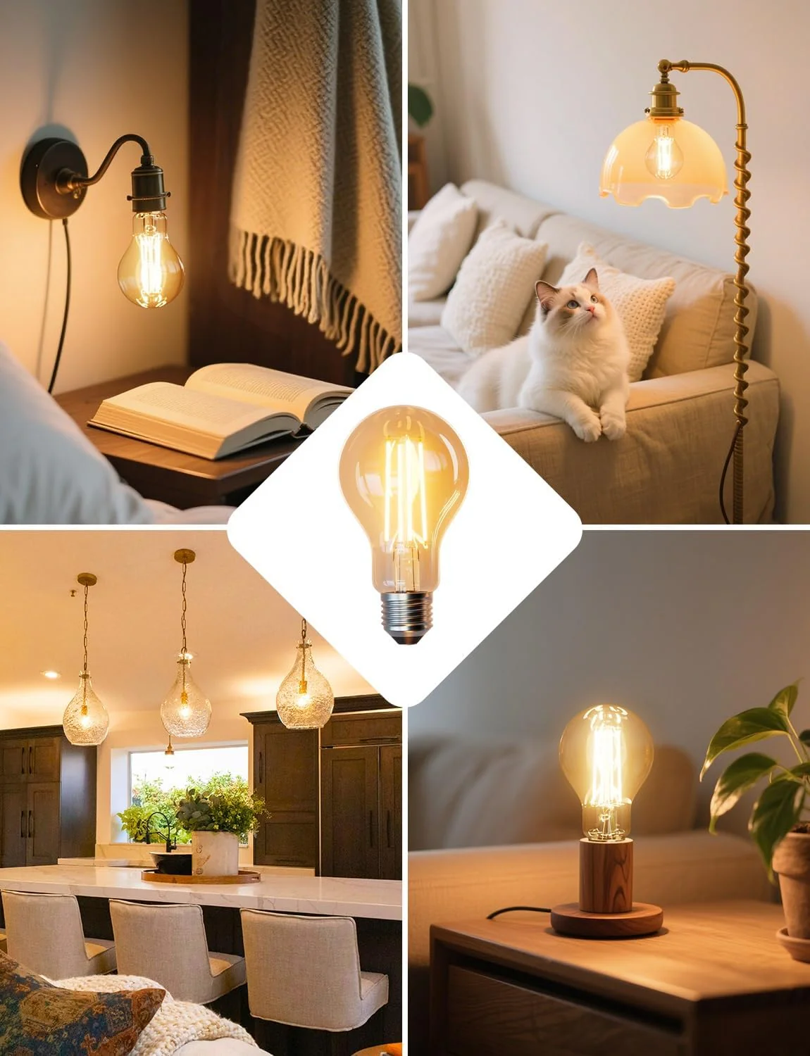 Lepro E27 Vintage Light Bulbs, Ultra Efficient A-Rated GLS Bulb, 3.8W = 60W, 806lm, 2700K Warm White, 50000H Lifespan, Clear Filament, Glass, Non-dimmable, Pack of 2 - Image 8