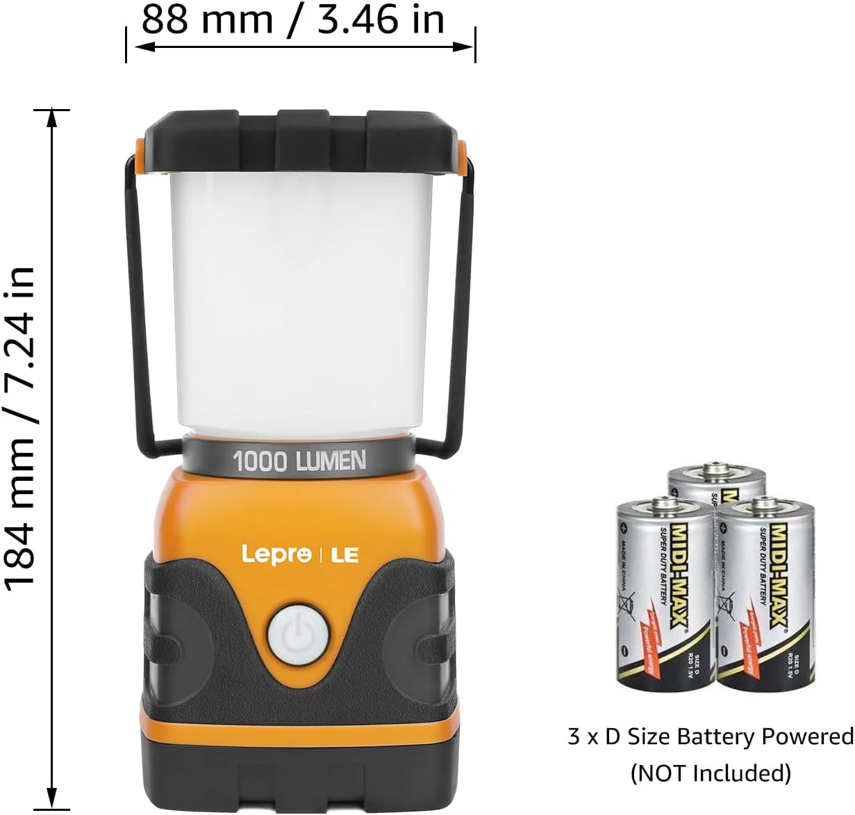 Lepro Camping Lantern, 1000 Lumen Camping Lights Battery Powered, Dimmable Warm White and Daylight Modes, Battery Lantern for Power Cuts, Emergency Lighting, Suit for Hiking, Fishing, Tents, etc. - Image 4