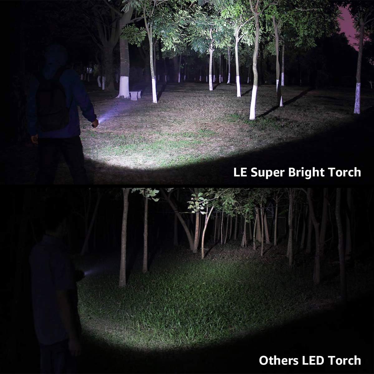 LE LED Torch, LE1000 Powerful Handheld Flashlight, Super Bright, Pocket Size, Lightweight, Suit for Camping, Cycling, Running, Dog Walking and More Outdoor Use, 12 AAA Batteries Included, Pack of 4 - Image 5
