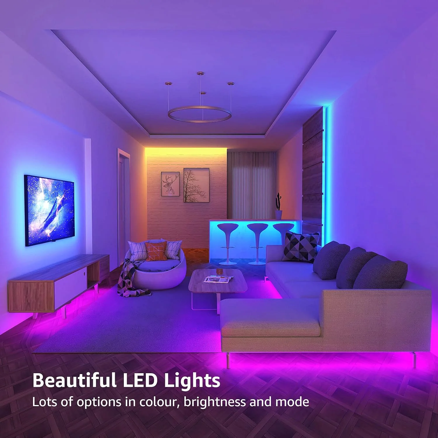 Lepro LED Strip Lights 15M (2x7.5M), RGB Colour Changing LED Strip with 44-Key Remote and 12V Power Plug, Stick-on LED Lights for Bedroom Home Decoration (450 Bright 5050 LED) - Image 3