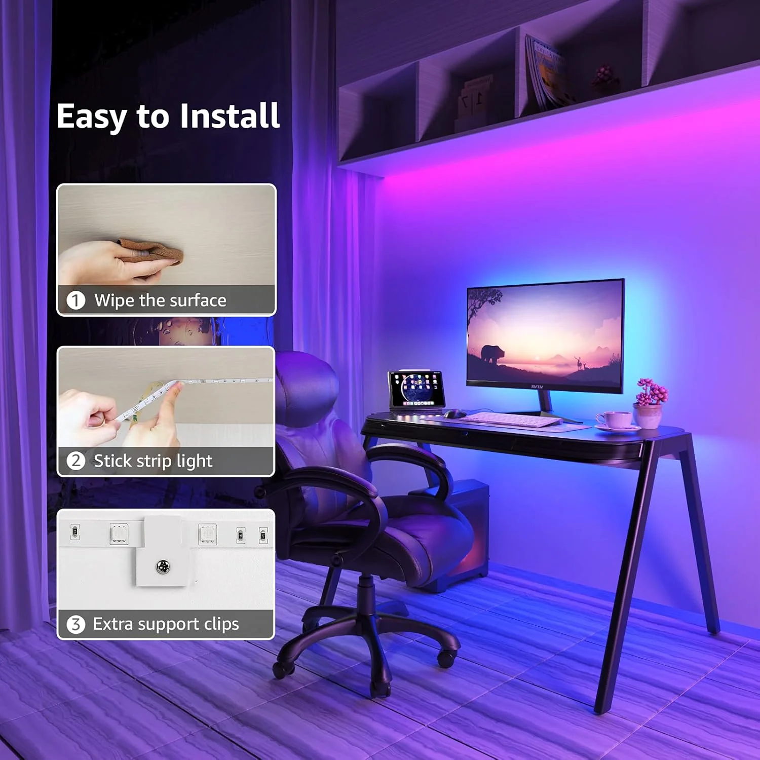 Lepro LED Strip Lights 15M (2x7.5M), RGB Colour Changing LED Strip with 44-Key Remote and 12V Power Plug, Stick-on LED Lights for Bedroom Home Decoration (450 Bright 5050 LED) - Image 6