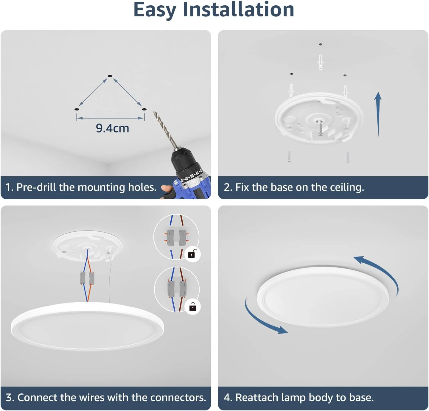Lepro 24W LED Ceiling Light, 2400lm Super Bright Waterproof Bathroom Light, 2.6cm Ultra-Thin, Daylight White 5000K, Round Large Flush Ceiling Light for Living Room, Bedroom, Kitchen and More, Ø29.3cm - Image 8