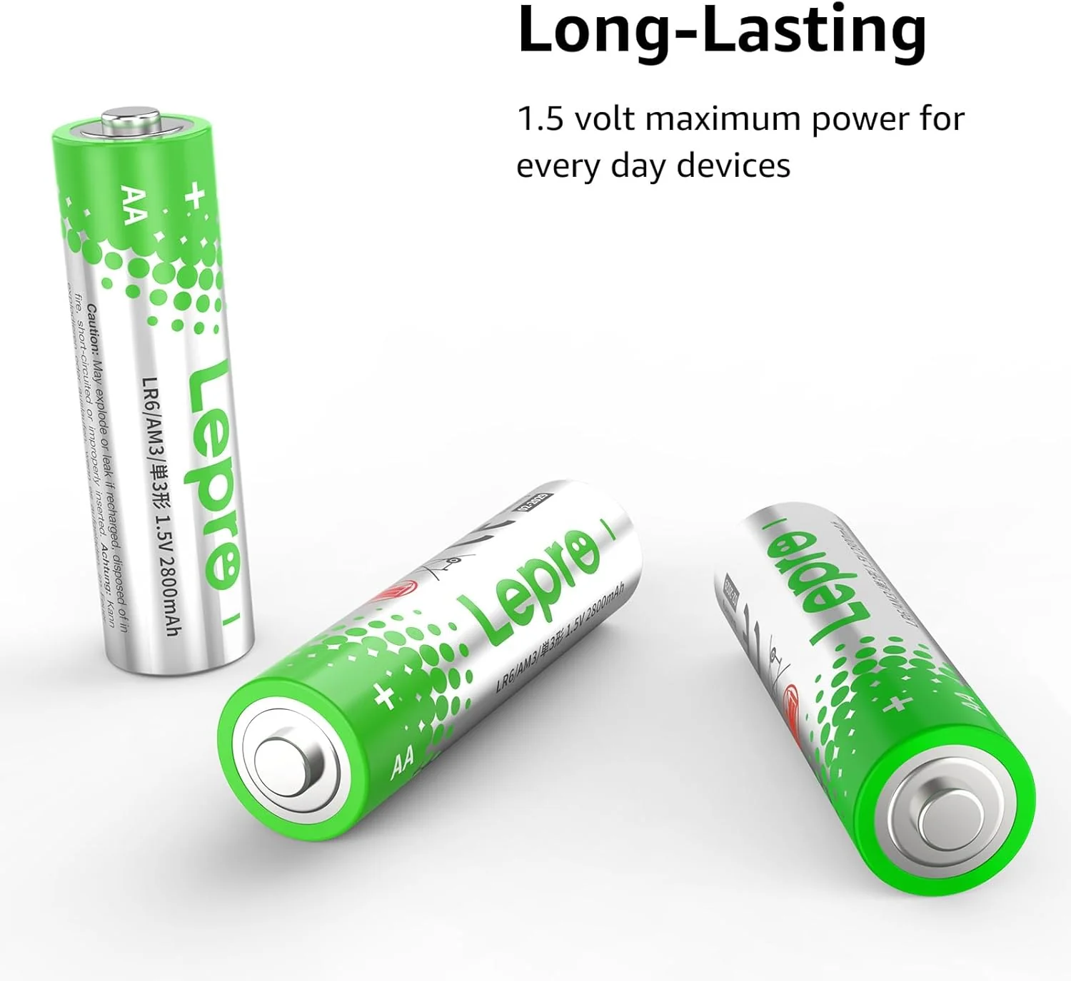 Lepro AA Batteries 100 Pack, 1.5 Volt Alkaline Double AA Battery with High Capacity, Anti-Leakage, Long Lasting Power, 2800mAh LR06 MN1500 Batteries AA for Clocks Remotes Mouse Torch - Image 2