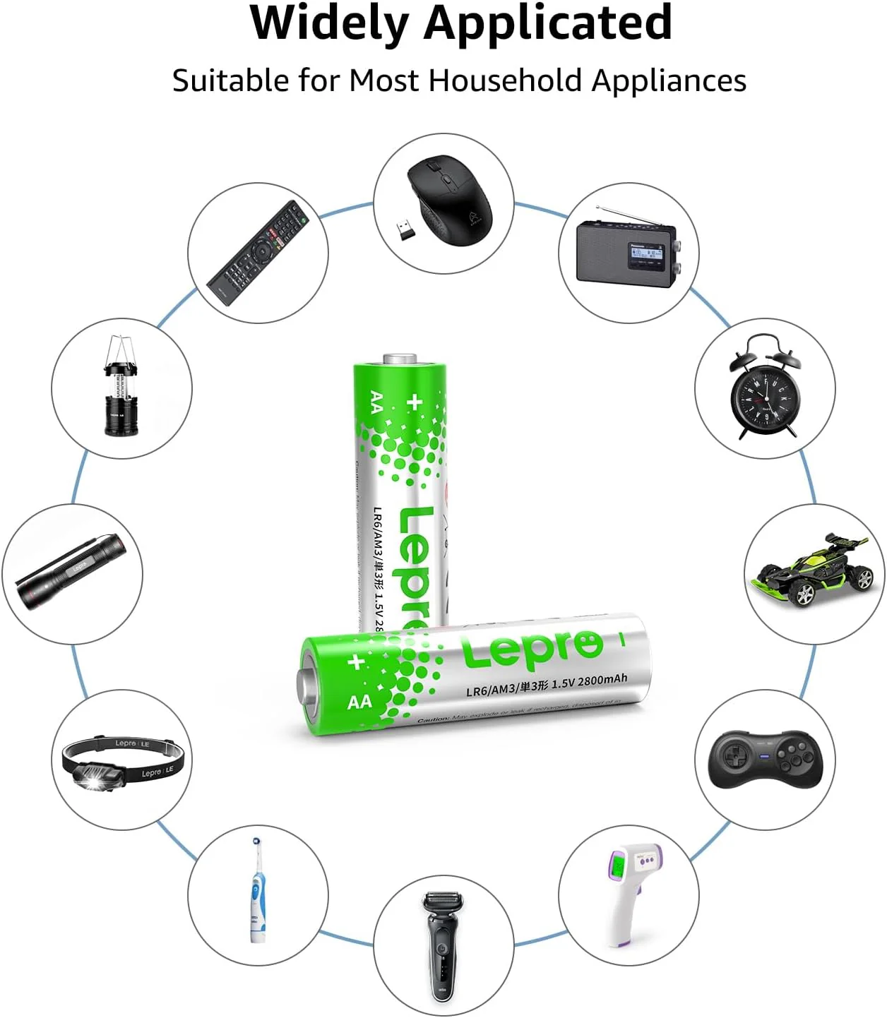 Lepro AA Batteries 100 Pack, 1.5 Volt Alkaline Double AA Battery with High Capacity, Anti-Leakage, Long Lasting Power, 2800mAh LR06 MN1500 Batteries AA for Clocks Remotes Mouse Torch - Image 6