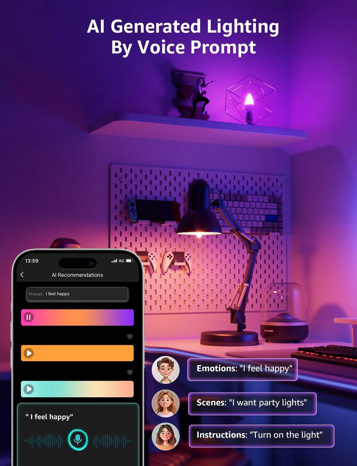 Lepro AI Smart Bulb E14, Music Sync Bluetooth & WiFi Bulb, Voice Control Screw Bulb, Personalized AI Lighting Designer, Color Changing Candle Bulb, Work with Alexa & Google Assistant - Image 5