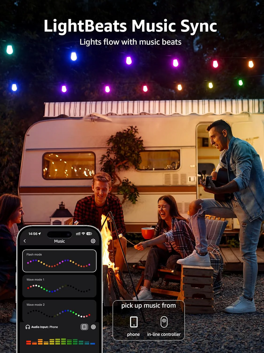 Lepro AI Smart Outdoor String Lights 15m, Festoon Lights Outdoor Waterproof IP65, Warm White & RGB Colour Changing, Personalized AI Lighting Designer, Works with Alexa & Google, 2.4G WiFi - Image 7