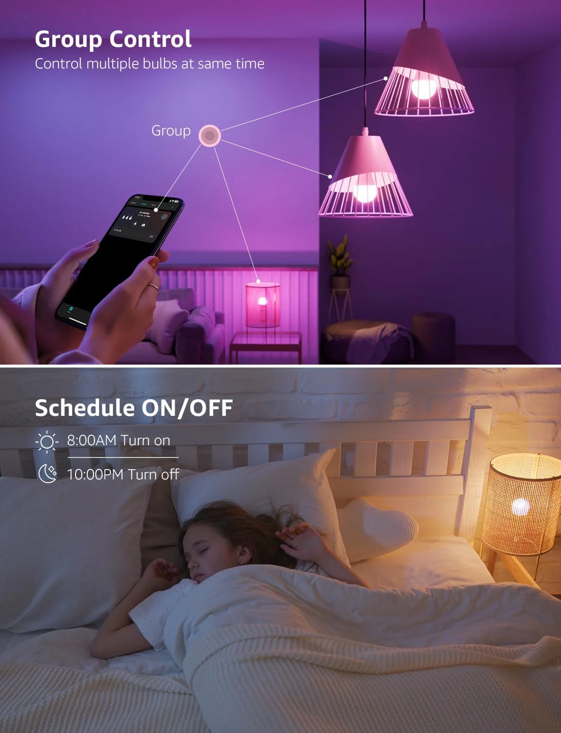 Lepro B1 AI Smart Bulb E27, Music Sync Smart Screw Bulb, Voice Control Bluetooth & WiFi Bulb, AI Lighting Design Assistant, Colour Changing Light Bulbs, Work with Alexa & Google Assistant, 4 Packs - Image 7