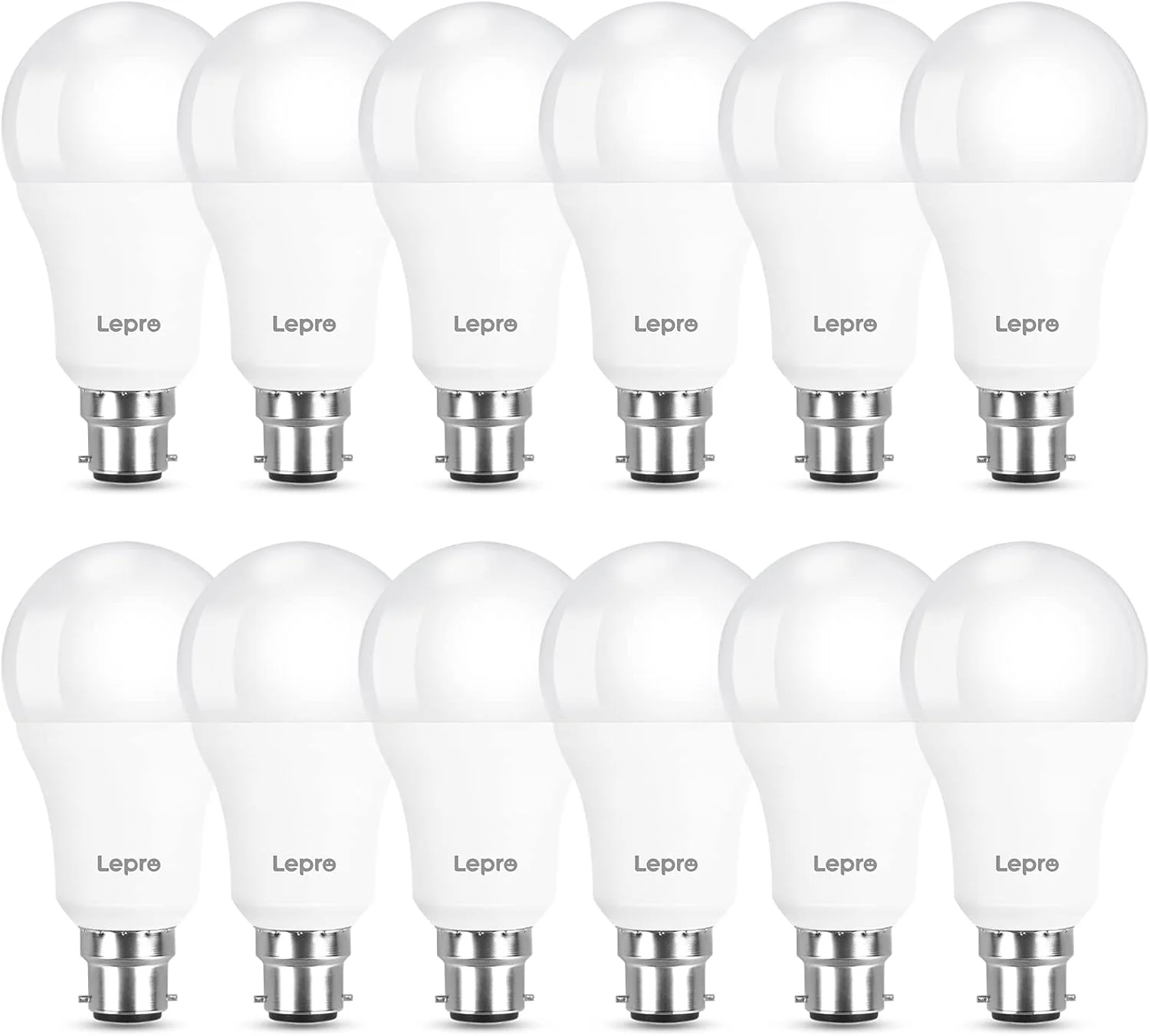 Lepro Bayonet Light Bulbs 100W Equivalent, Cool White 6500K, 13W 1520lm Super Bright LED Bayonet Bulb, Daylight B22 LED Bulbs, BC GLS Energy Saving Lightbulbs Bayonet, Non-dimmable, Pack of 12