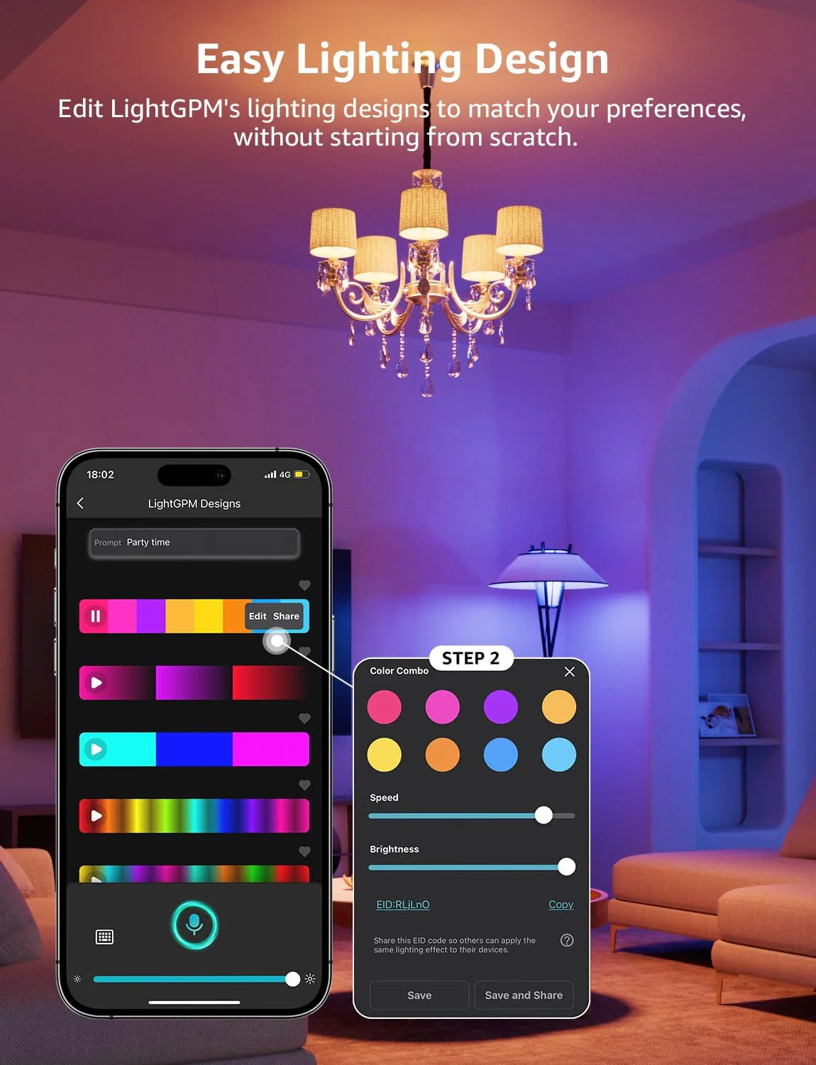 Lepro BP1 AI Smart Bulb E14, Voice Control Bluetooth & WiFi Bulb, Music Sync Small Screw Bulb, Colour Changing Light Bulb, LLM AI Lighting Design Assistant, Work with Alexa & Google Assistant, 4 Packs - Image 7