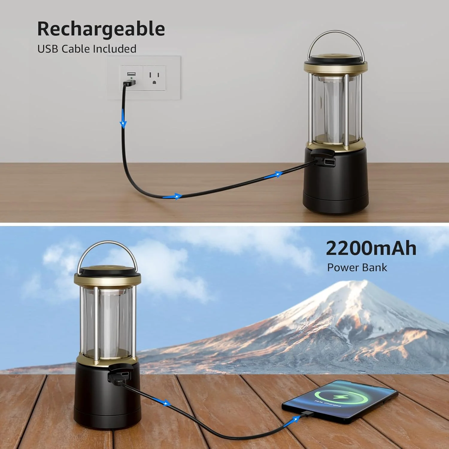 Lepro Camping Lantern, 2000 Lumen Camping Light Reachargeable or AA Battery Powered, Dimmable 5 Modes, Warm White & Cool Light, Rechargeable Lantern for Power Cuts, Tents, Fishing, Storm, Emergency - Image 5