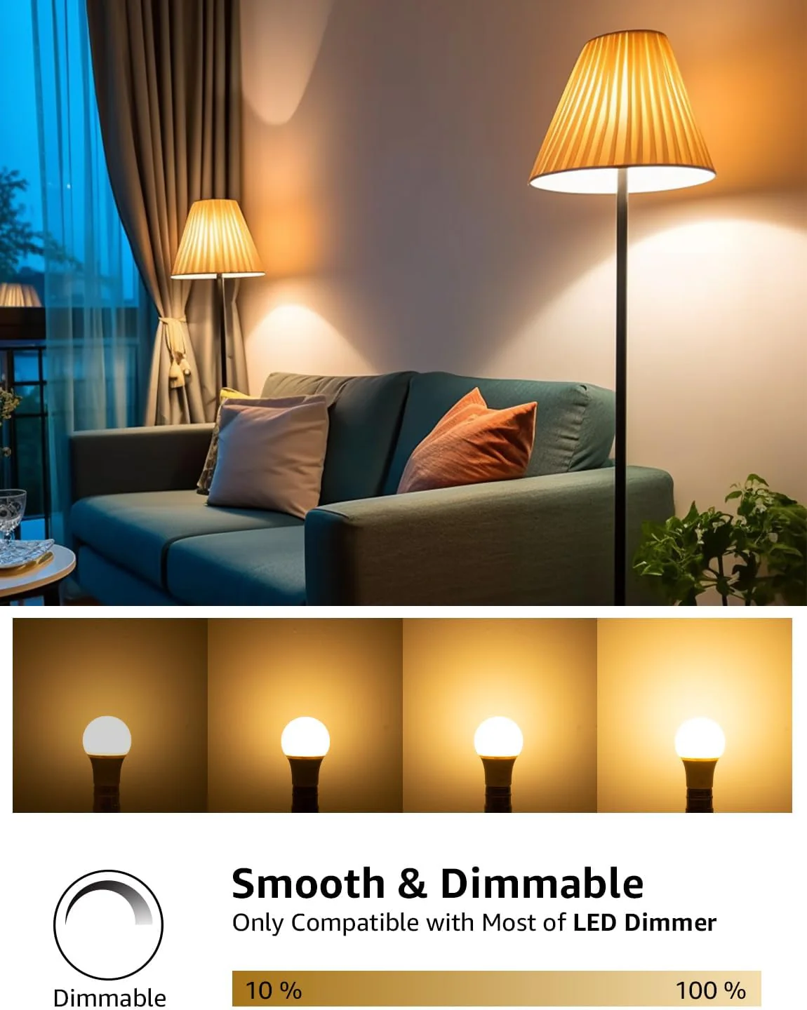 Lepro Dimmable Bayonet Light Bulb, 60W Equivalent, Warm White 2700K, 8.5W 806lm Light Bulbs Bayonet, BC A60 GLS Energy Saving B22 LED Bulb, Pack of 6 - Image 2