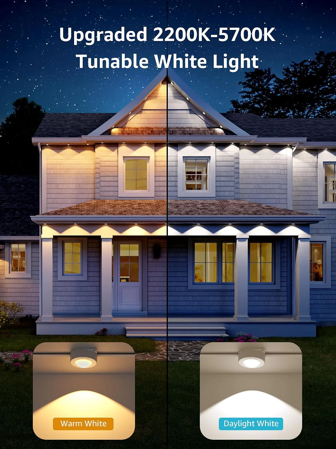 Lepro E1 AI Permanent Outdoor Lights, Smart Outdoor Lights Waterproof, Tunable White, AI Lighting Design Assistant, Colour Changing Eaves Lights, Works with Alexa, 2.4G WiFi & Bluetooth, No Remote - Image 3