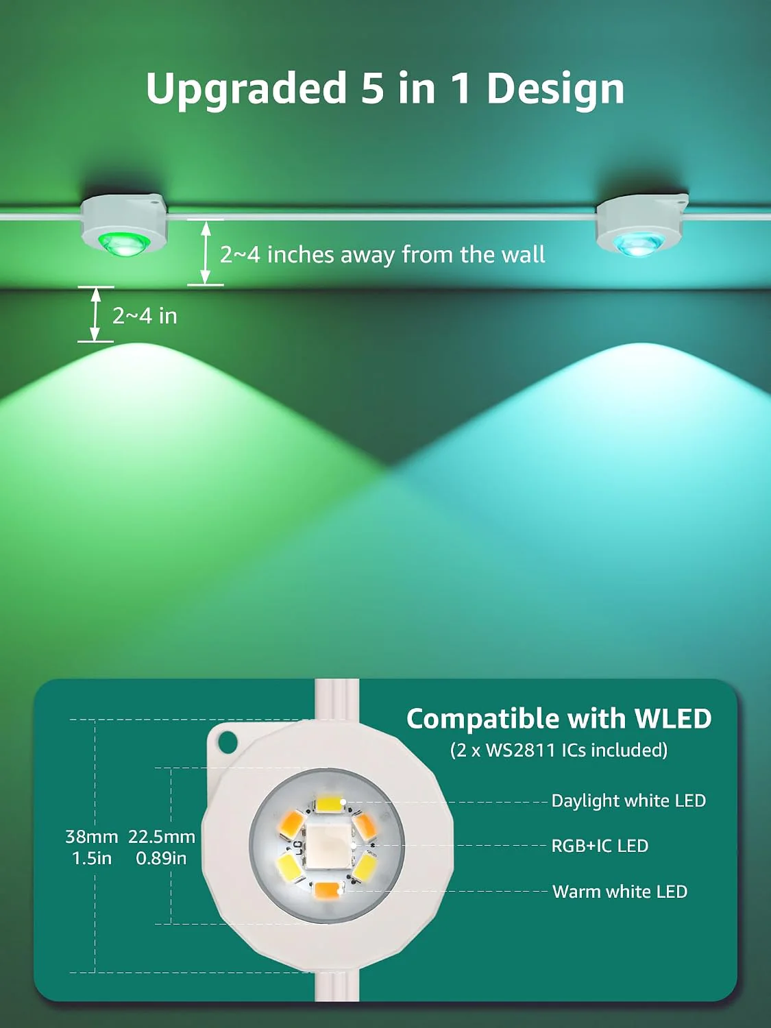 Lepro E1 AI Permanent Outdoor Lights, Smart Outdoor Lights Waterproof, Tunable White, AI Lighting Design Assistant, Colour Changing Eaves Lights, Works with Alexa, 2.4G WiFi & Bluetooth, No Remote - Image 9