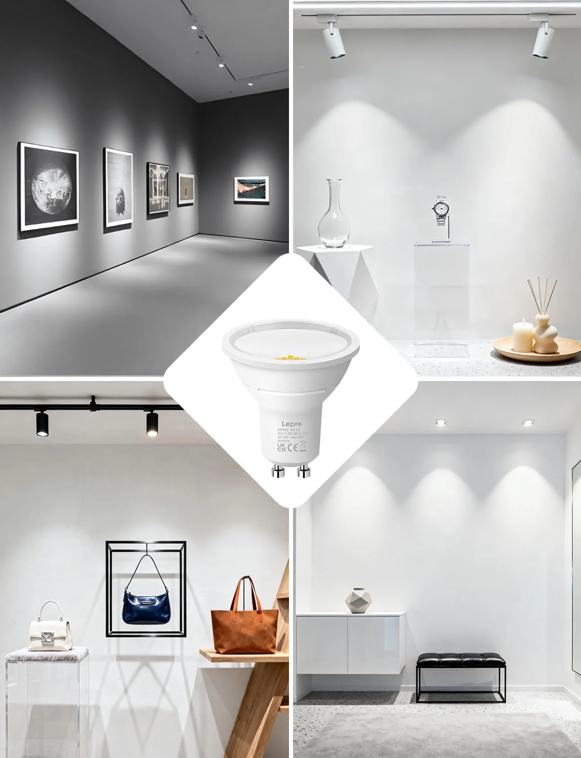 Lepro GU10 LED Bulbs, Cool White 6500K, A Energy Class, 590LM, 3.3W (50W Equivalent), 100¡« Wide Beam Angle, 50000H Long Life, Energy Saving LED Spotlight Bulb, Non-Dimmable, Pack of 10 - Image 8