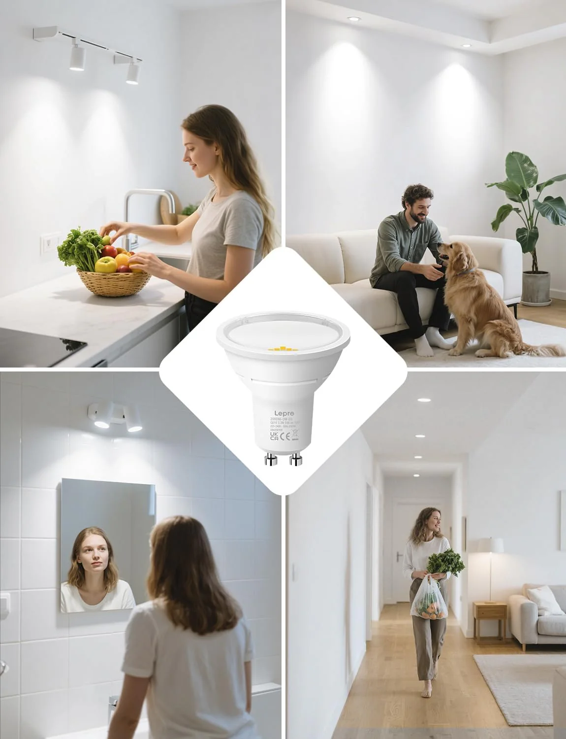 Lepro GU10 LED Bulbs, Cool White 6500K, A Energy Class, 590LM, 3.3W (50W Equivalent), 100¡« Wide Beam Angle, 50000H Long Life, Energy Saving LED Spotlight Bulb, Non-Dimmable, Pack of 10 - Image 9
